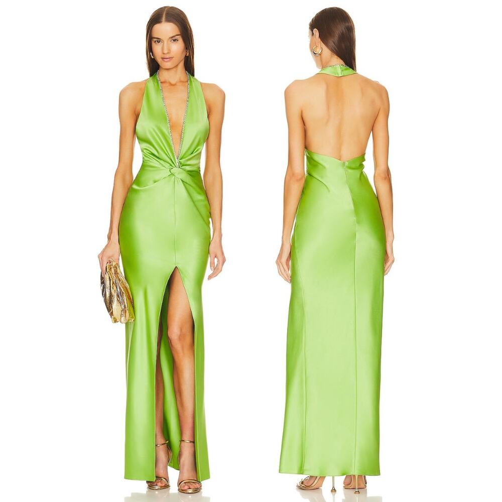 Khanums Halter Gown Rhinestone Embellished Satin Party Formal Gala Evening L